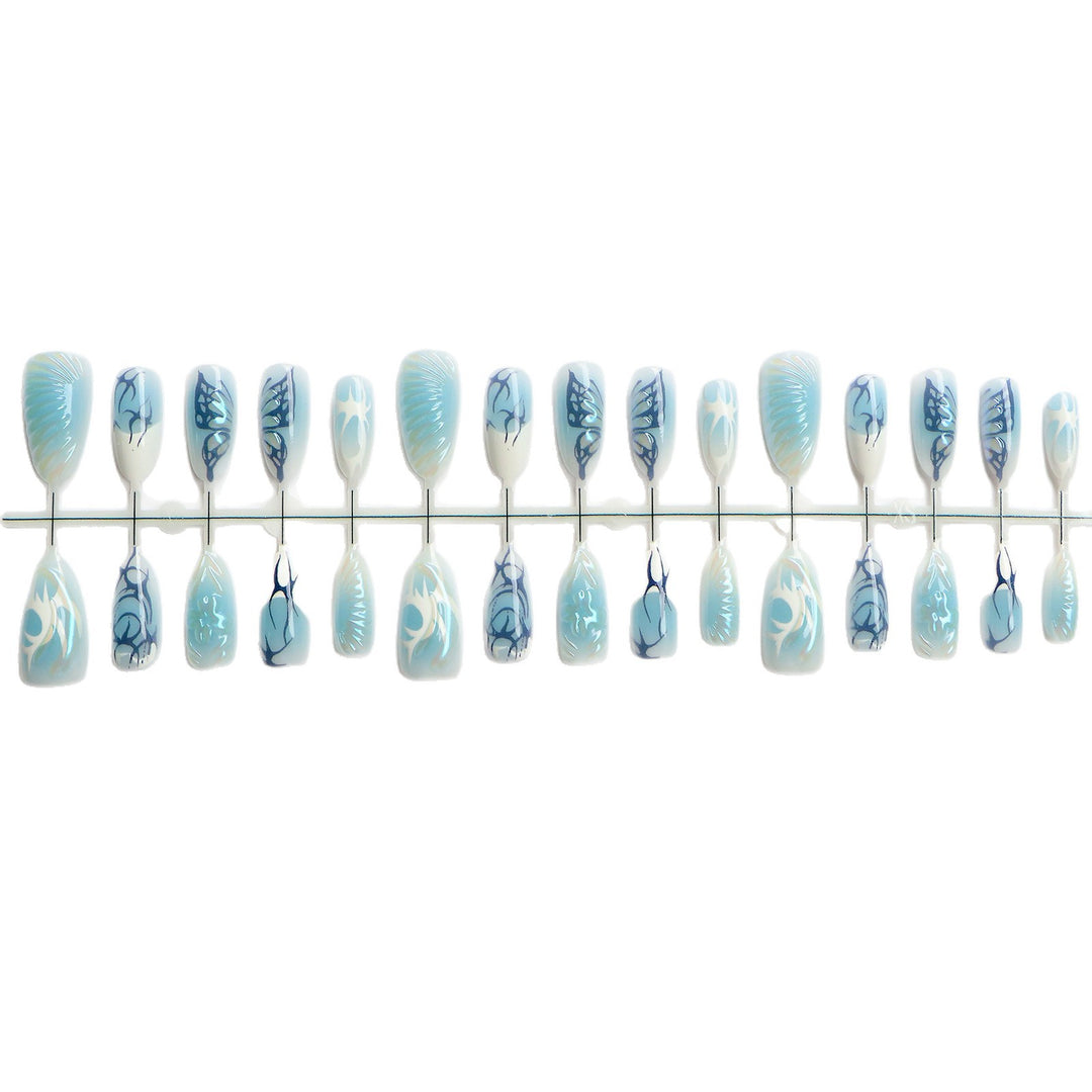 Dekoratives Press-On Nagelkunstset mit ozeanischen Designs Karnz