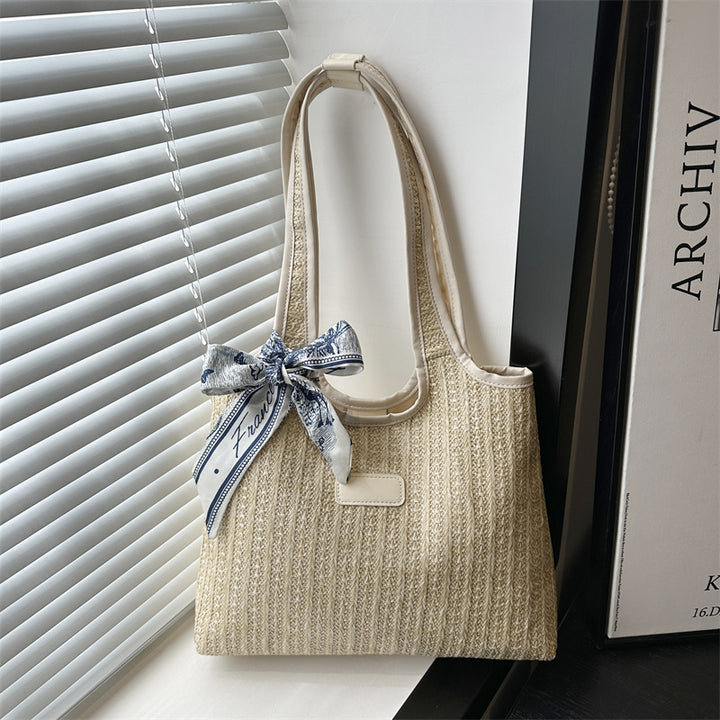 Texturierte Gewebe-Tote-Tasche mit elegantem Schleifen-Karnz