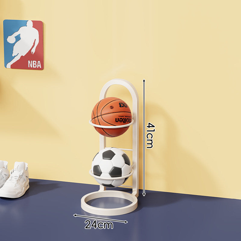 Dreistufiger vertikaler Sportballlagerregal mit wandfertigem Sockel und kreisförmigen Halterungen