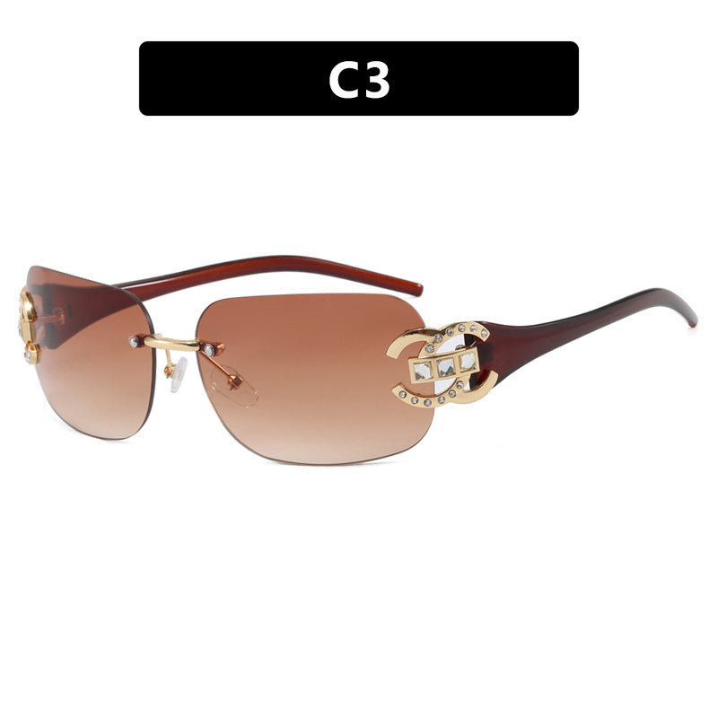 Damen modische Sonnenbrille mit luxuriösem Geometrie-Rahmen und schützendem UV-Filter Karnz