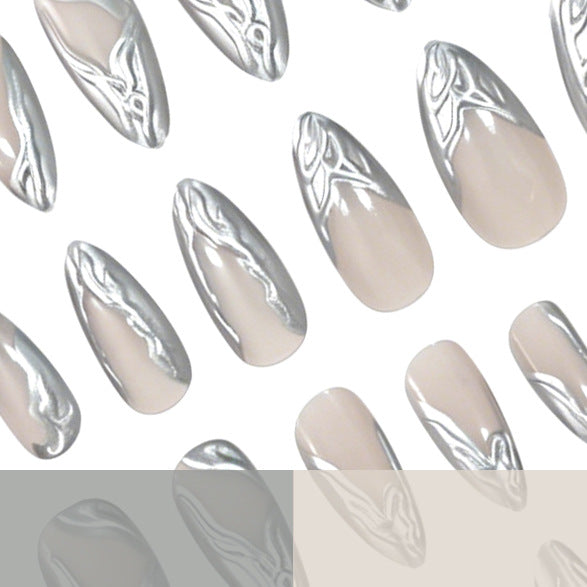 Elegante metallische Marmor Press-On Nagelkunst Karnz