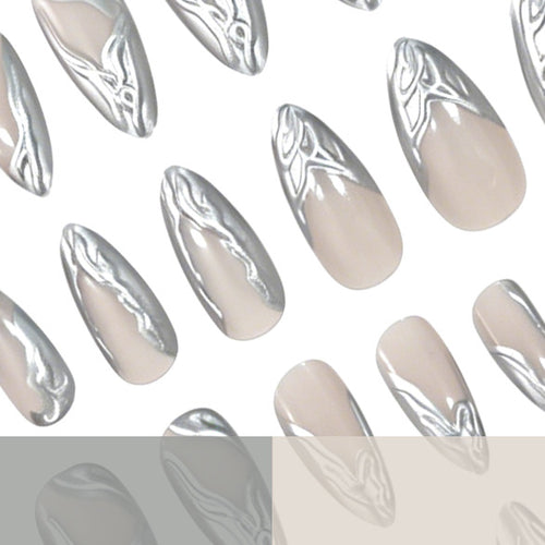 Elegante metallische Marmor Press-On Nagelkunst Karnz
