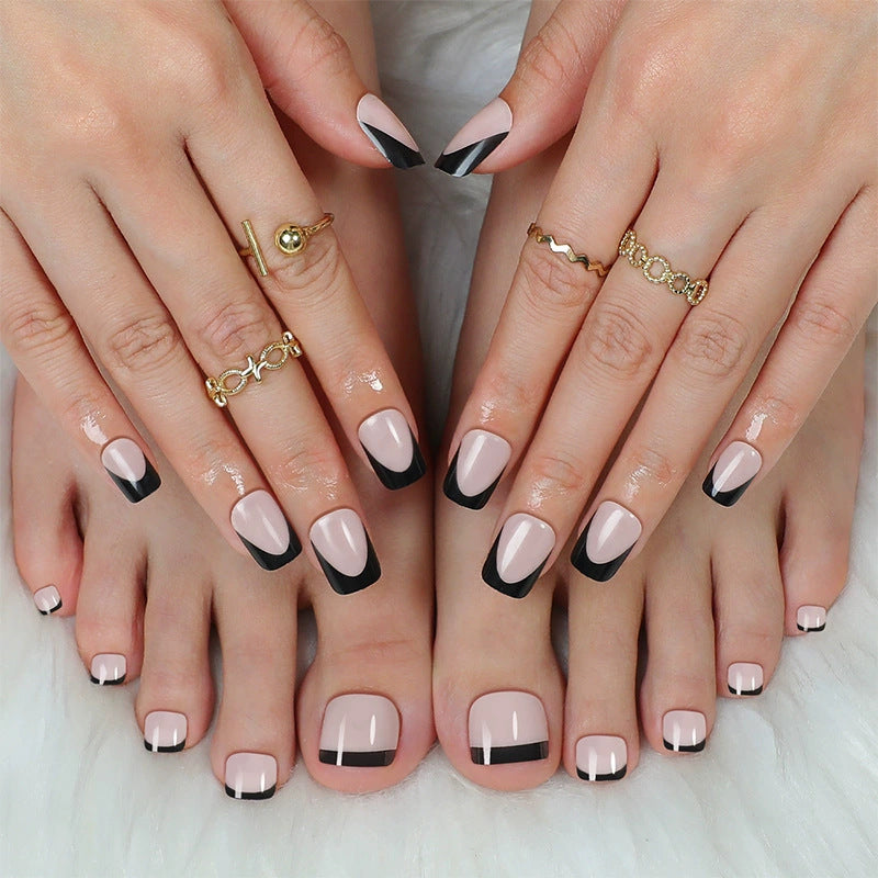 Stylisches Press-On-Nagelset mit elegantem französischen Spitzen-Design Karnz