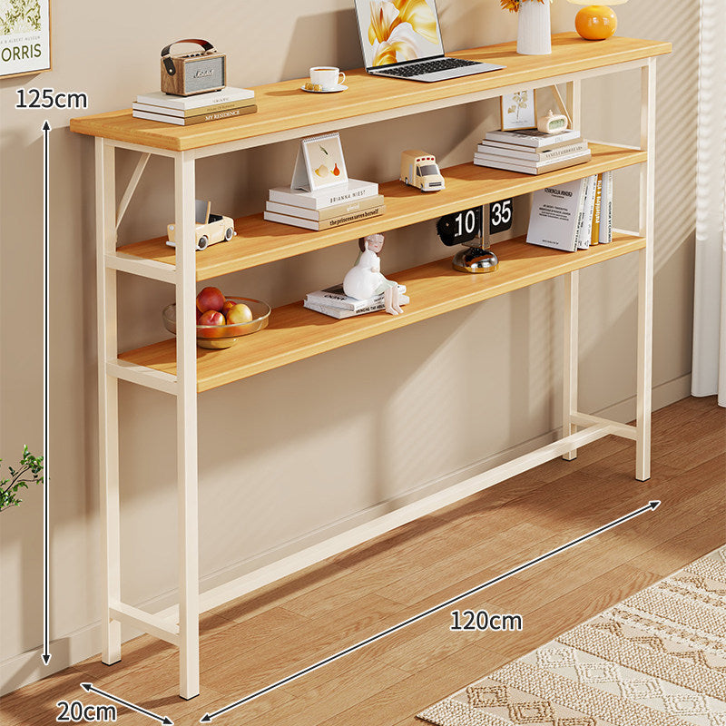 Slim Industrial Konsolentisch mit Holzplatte und Stahlrahmen