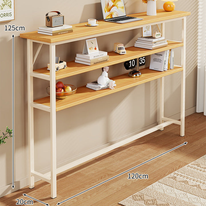 Slim Industrial Konsolentisch mit Holzplatte und Stahlrahmen