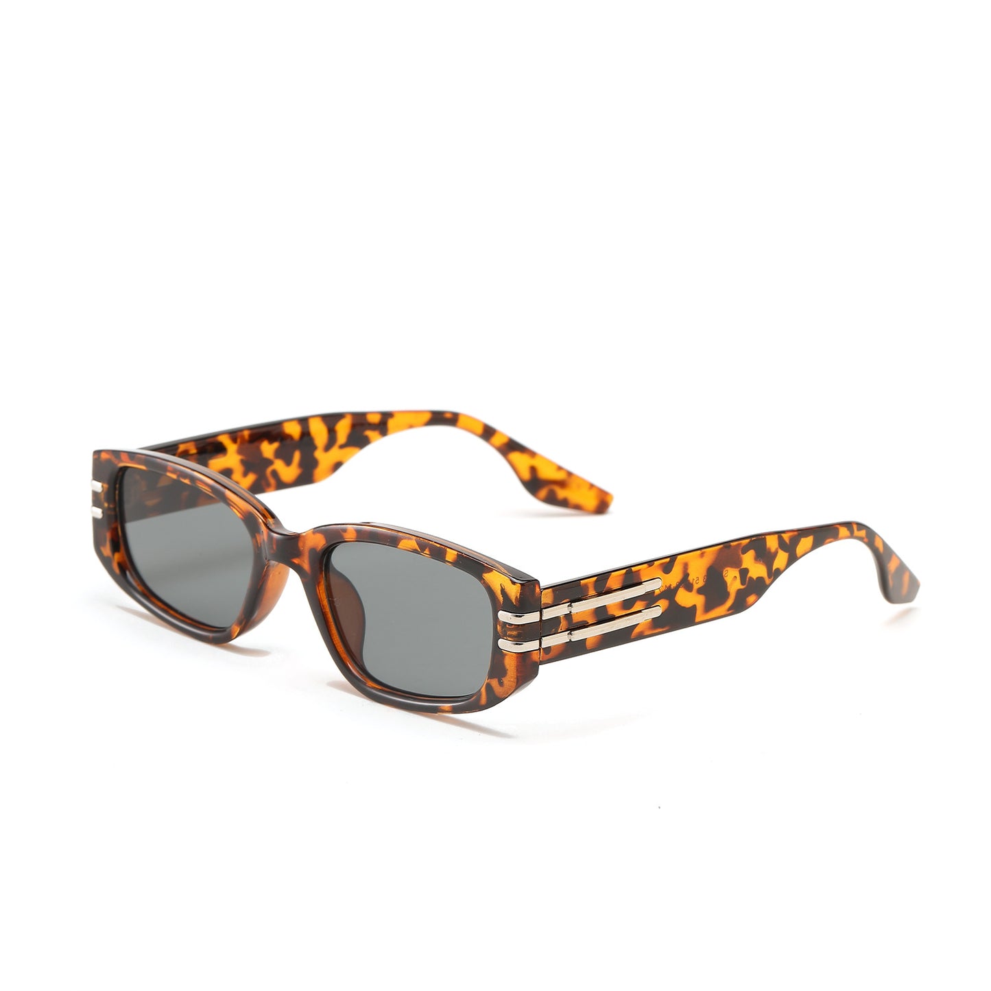 Damen modische rechteckige Sonnenbrille mit eleganten Metallakzenten Karnz