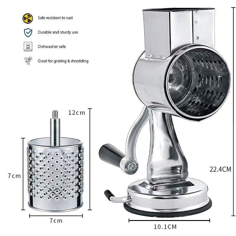 Rotary Multi-Drum Manual Grater and Slicer