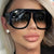 Damen oversized Sonnenbrille mit breitem Rahmen und hoher UV-Schutz Karnz