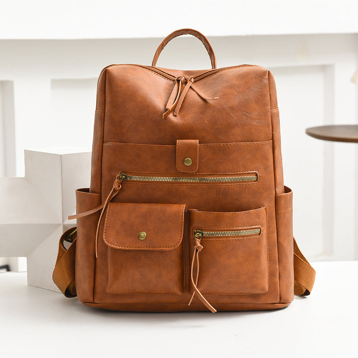 Stilvoller Multi-Taschen Kunstleder Rucksack Karnz