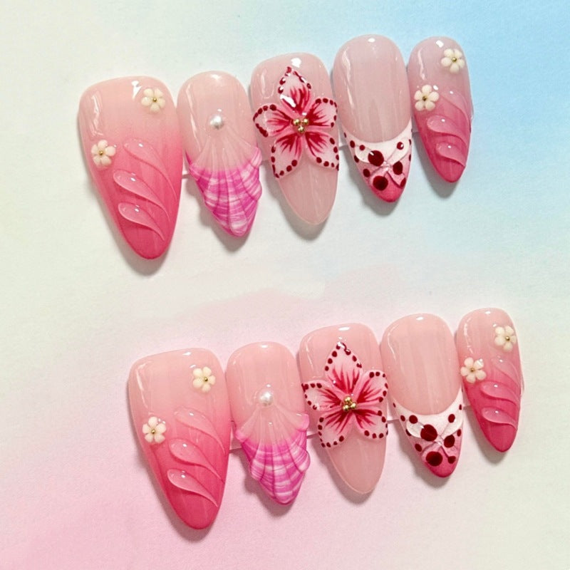 Künstlerisches Floral Press-On Nagelset Karnz