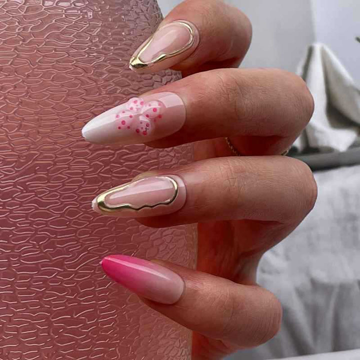 Elegante Ombre Blumen Design Press-On Nägel Karnz
