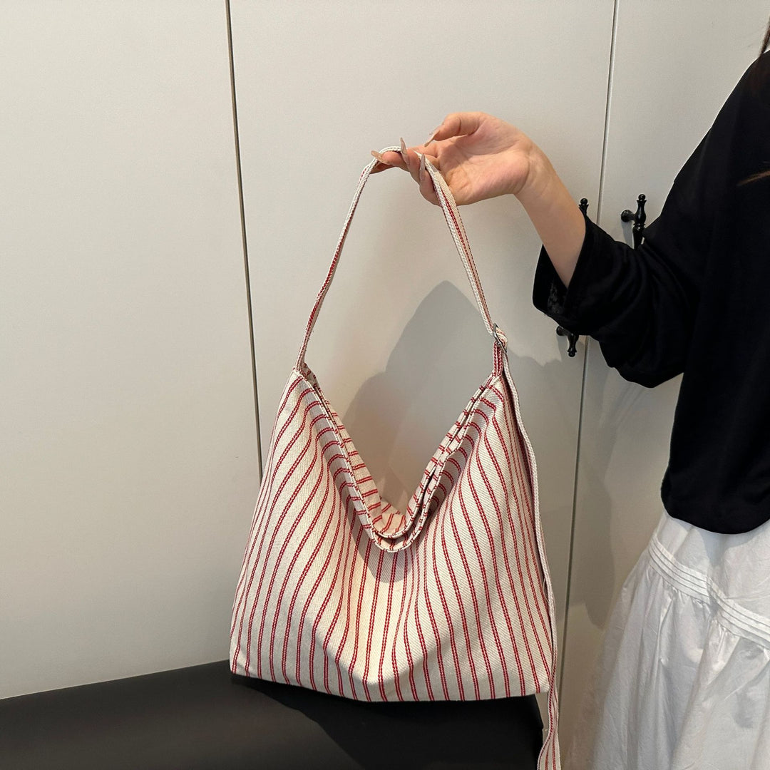 Lässige gestreifte Canvas-Shopper-Tasche Karnz