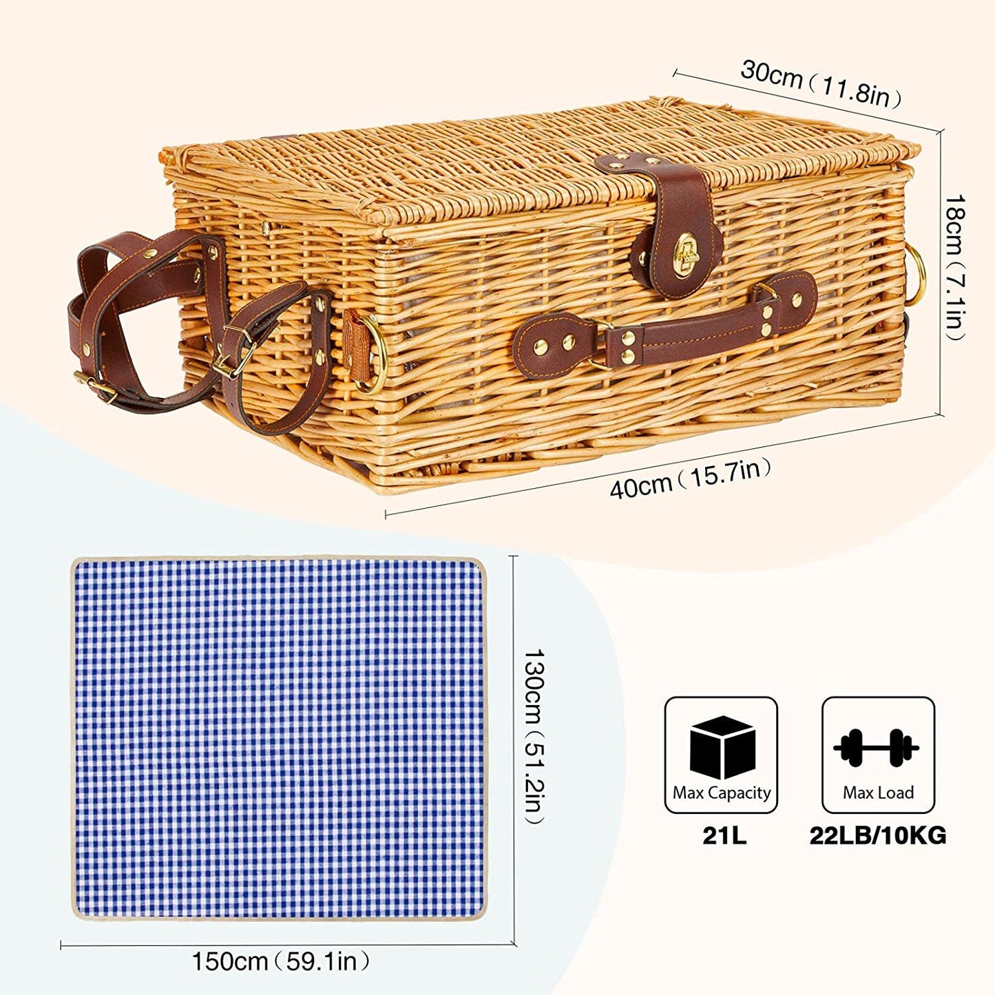 Damen hochwertiger Picknickkorb mit klassischem Design Karnz