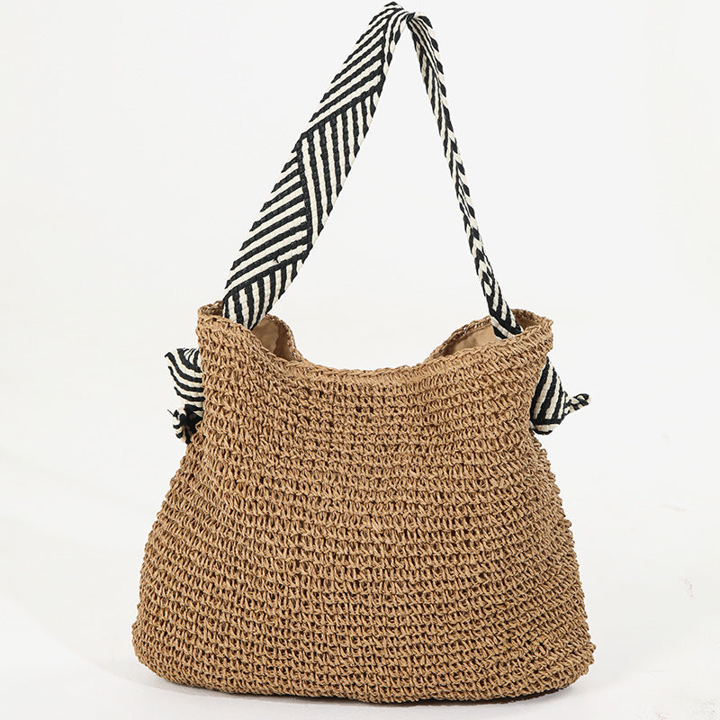 Damen Handtasche mit geflochtenem Design und gemustertem Schulterriemen Karnz