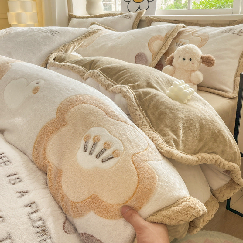 Cartoon Tier Plüsch Comforter Set