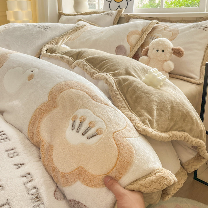 Cartoon Tier Plüsch Comforter Set