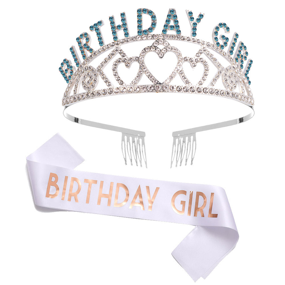 Damen Funkelndes Tiara- und Schärpen-Set Karnz