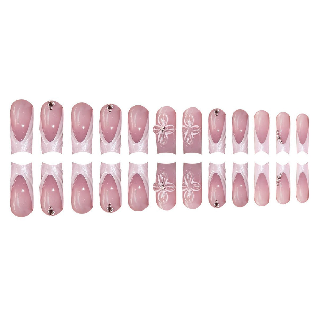 Elegante Blumen Press-On Nagelkunst Karnz