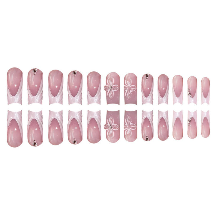 Elegante Blumen Press-On Nagelkunst Karnz