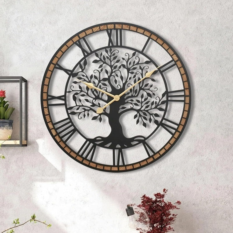 Dekorative Wanduhr mit Baum-Motiv Karnz