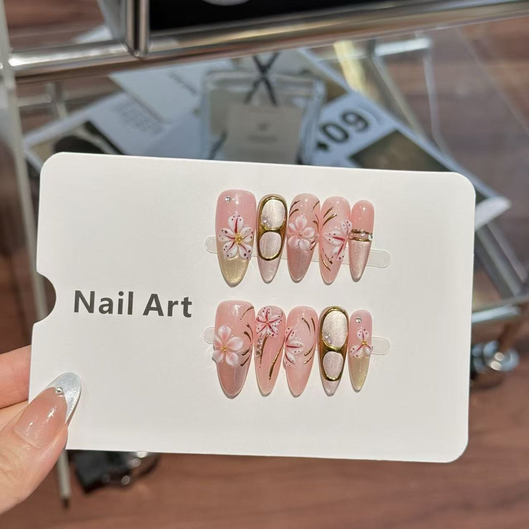 Dekorativer floraler Press-on-Nagelset