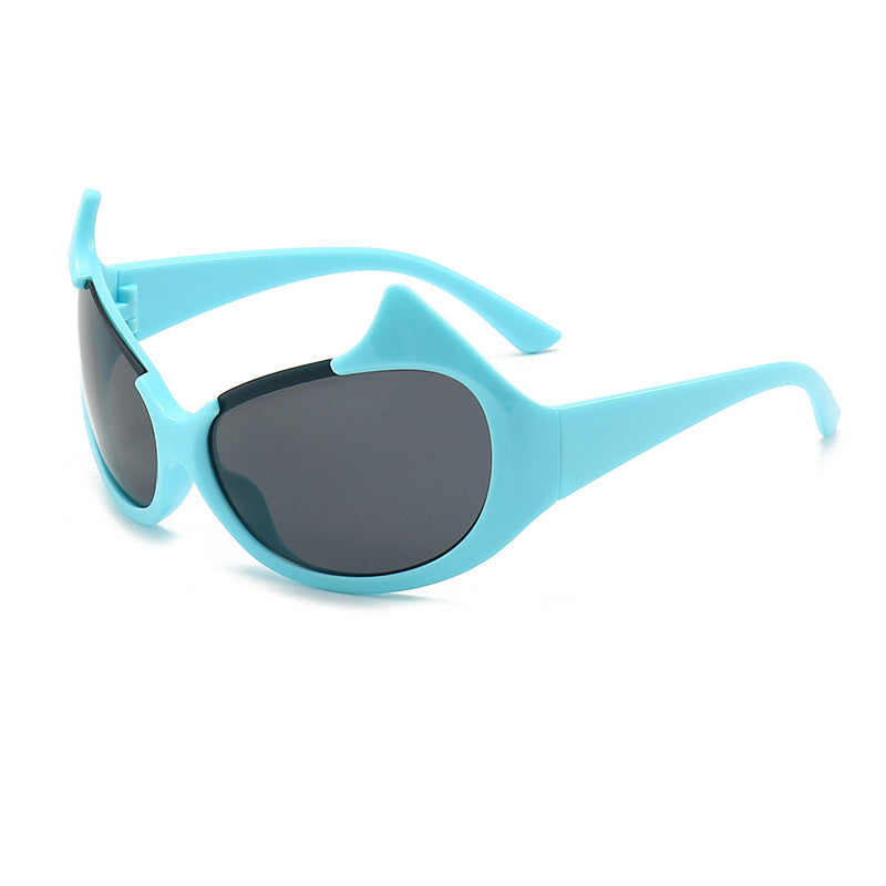 Damen extravagante modische Sonnenbrille mit markanten geschwungenen Rahmen Karnz