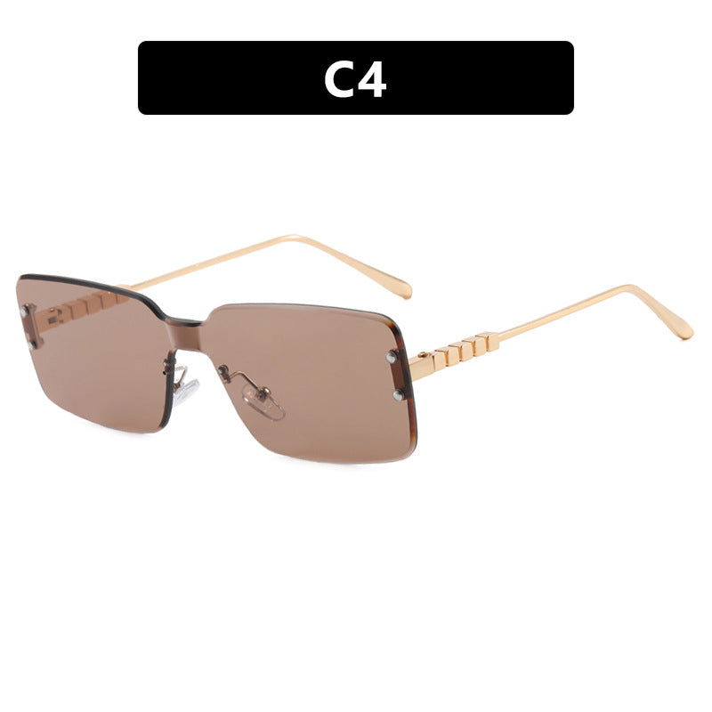 Damen moderne rechteckige Sonnenbrille mit stilvollem Metallrahmen Karnz