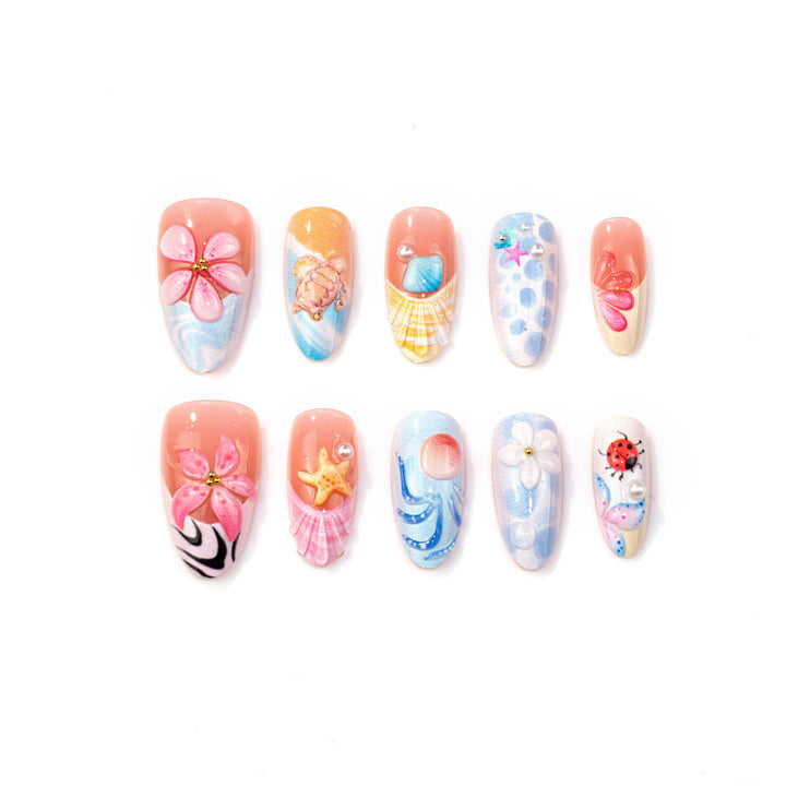 Künstlerisches vom Ozean inspiriertes Press-On Nail Art Set Karnz 1790636618