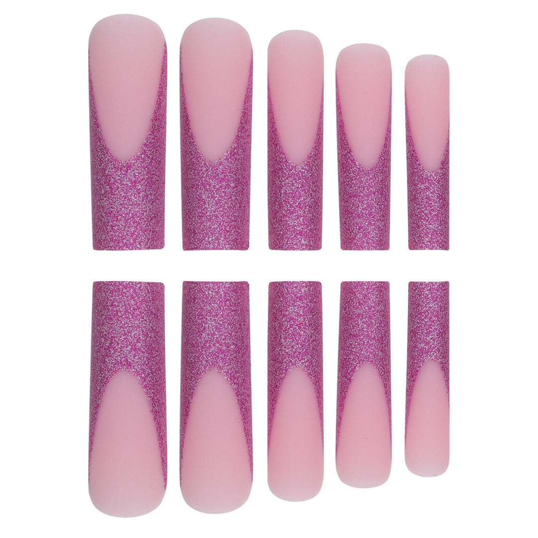 Glamouröse Glitter-Akzent Stiletto Press-On Nägel Karnz