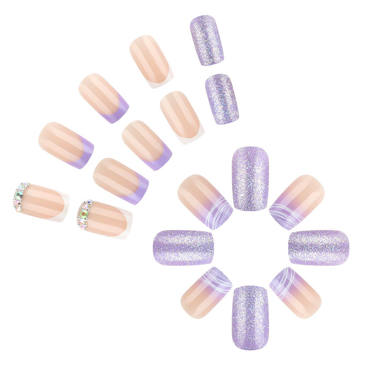 Elegantes Press-On-Nagelkunst-Set mit glamourösen Glitzerakzenten Karnz