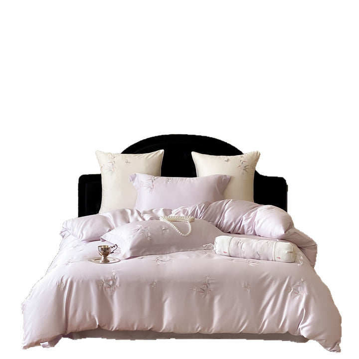 Luxuriöses Satin-Bettwäsche-Set mit feiner Stickerei