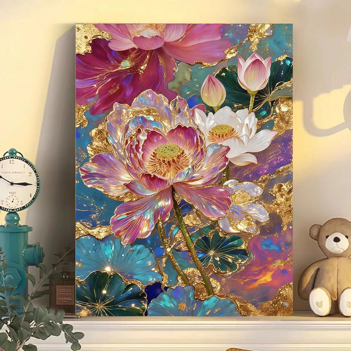 Luxuriöse florale abstrakte Leinwand Wandkunst Karnz
