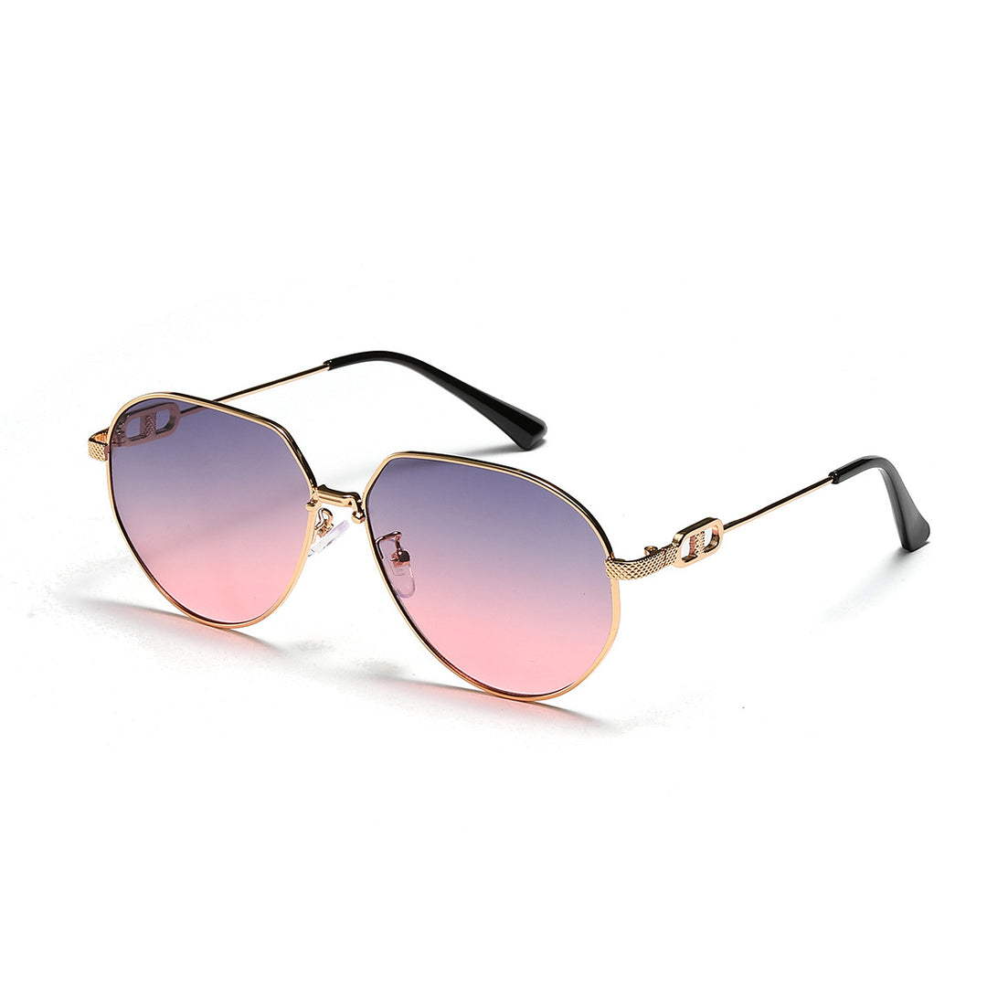 Damen stilvolle ovale Sonnenbrille mit modischem Metallrahmen Karnz