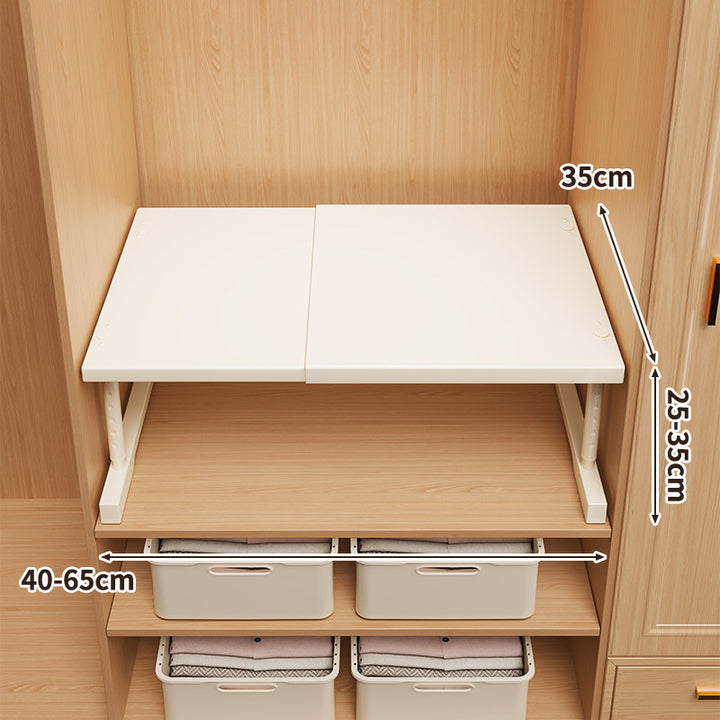 Erweiterbare Klappkleiderschrank-Regalplatte mit teleskopischer Unterstützung
