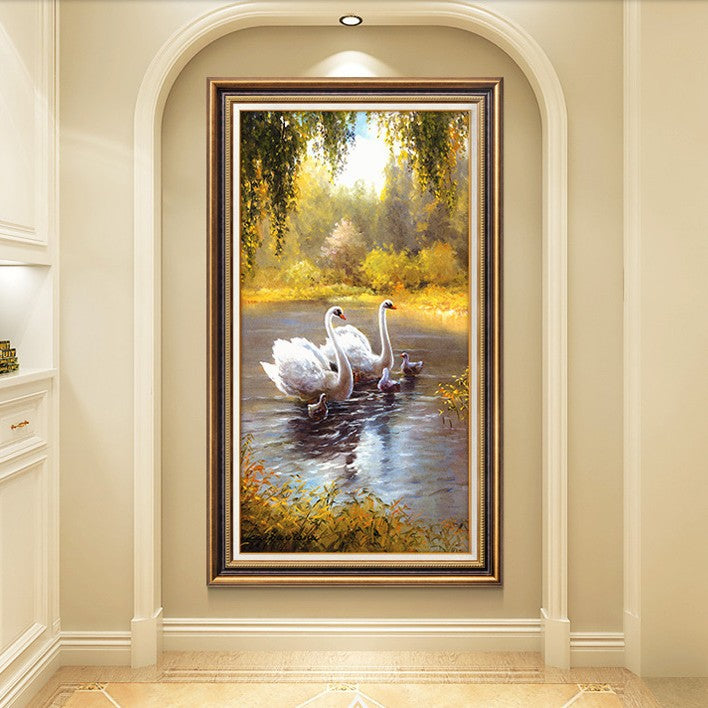 Elegante Schwan Landschaft Gerahmtes Kunstwerk