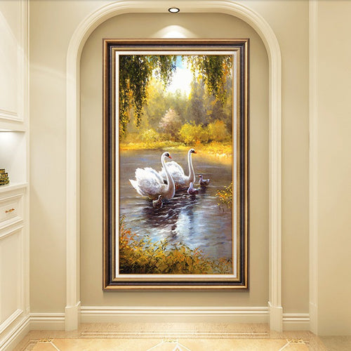 Elegante Schwan Landschaft Gerahmtes Kunstwerk