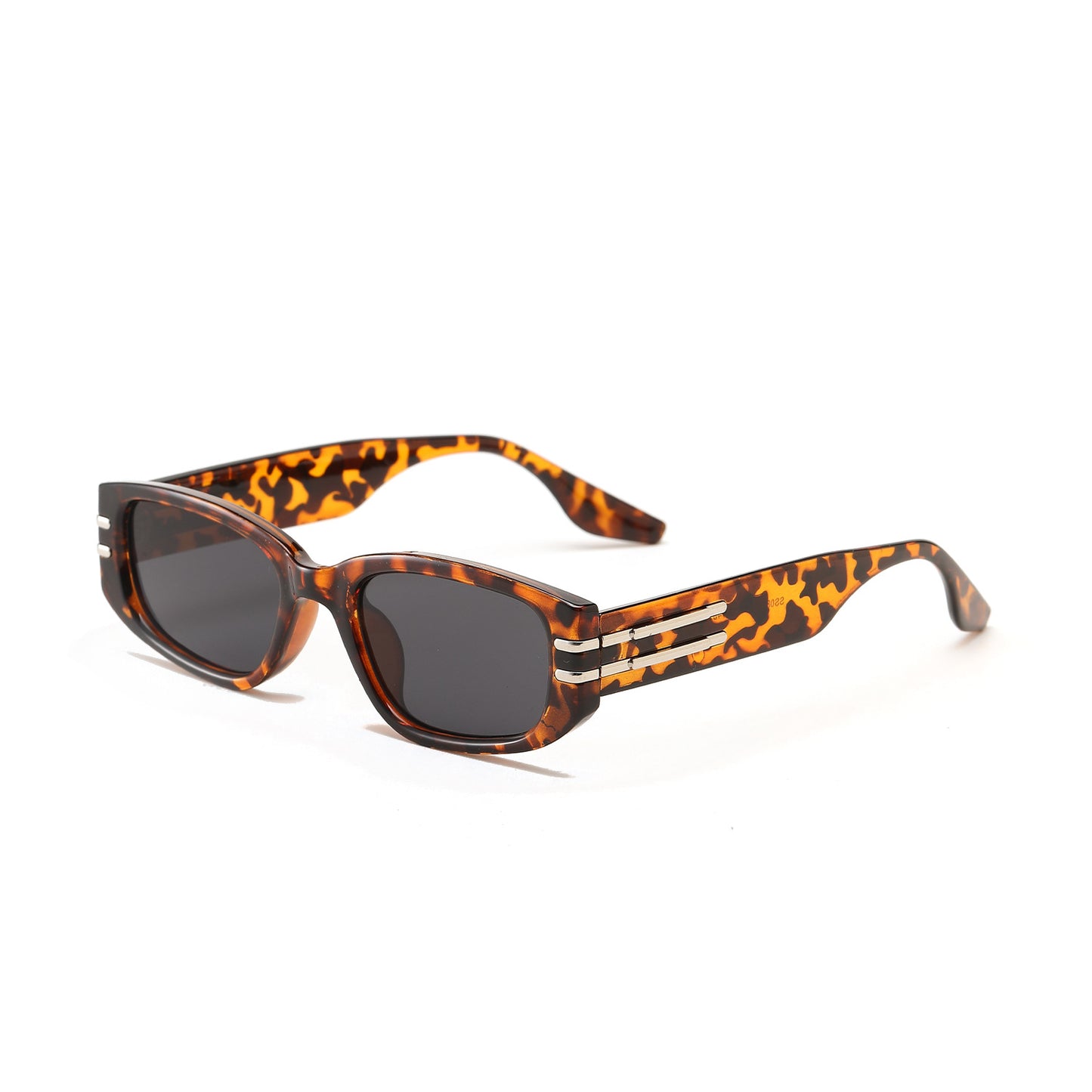 Damen modische rechteckige Sonnenbrille mit eleganten Metallakzenten Karnz
