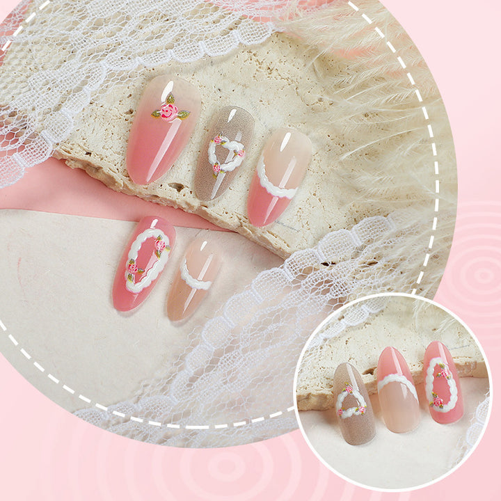 Künstlerisches Floral Design Press-On Nagelset Karnz