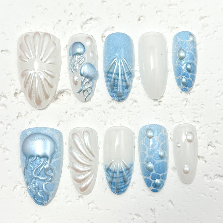 Marine-Themen Press-On Nagel Set