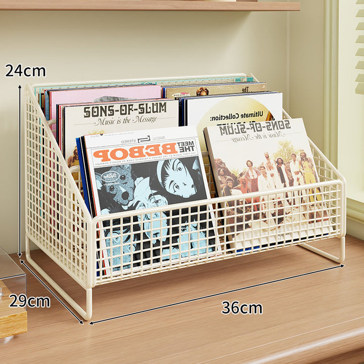 Winkeleckiger Drei-Tier Metall-Mesh Vinyl-Schallplatten- und Magazin-Organizer-Regal