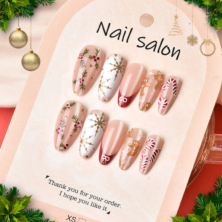 Festliches Lebkuchen-Themed Press-On Nagelset