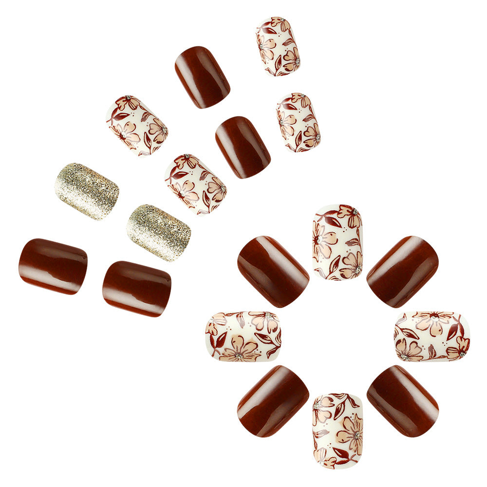 Künstlerisches, von Blumen inspiriertes Press-On Nagelset Karnz