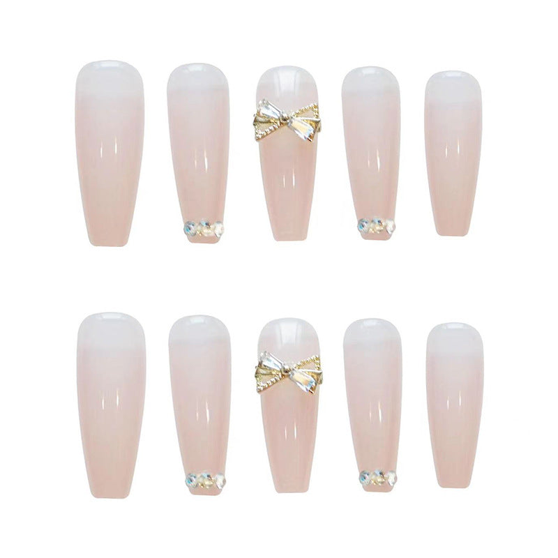 Rhinestone-beschichtete lange Coffin Press-On Nägel