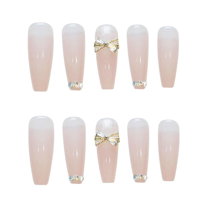 Rhinestone-beschichtete lange Coffin Press-On Nägel