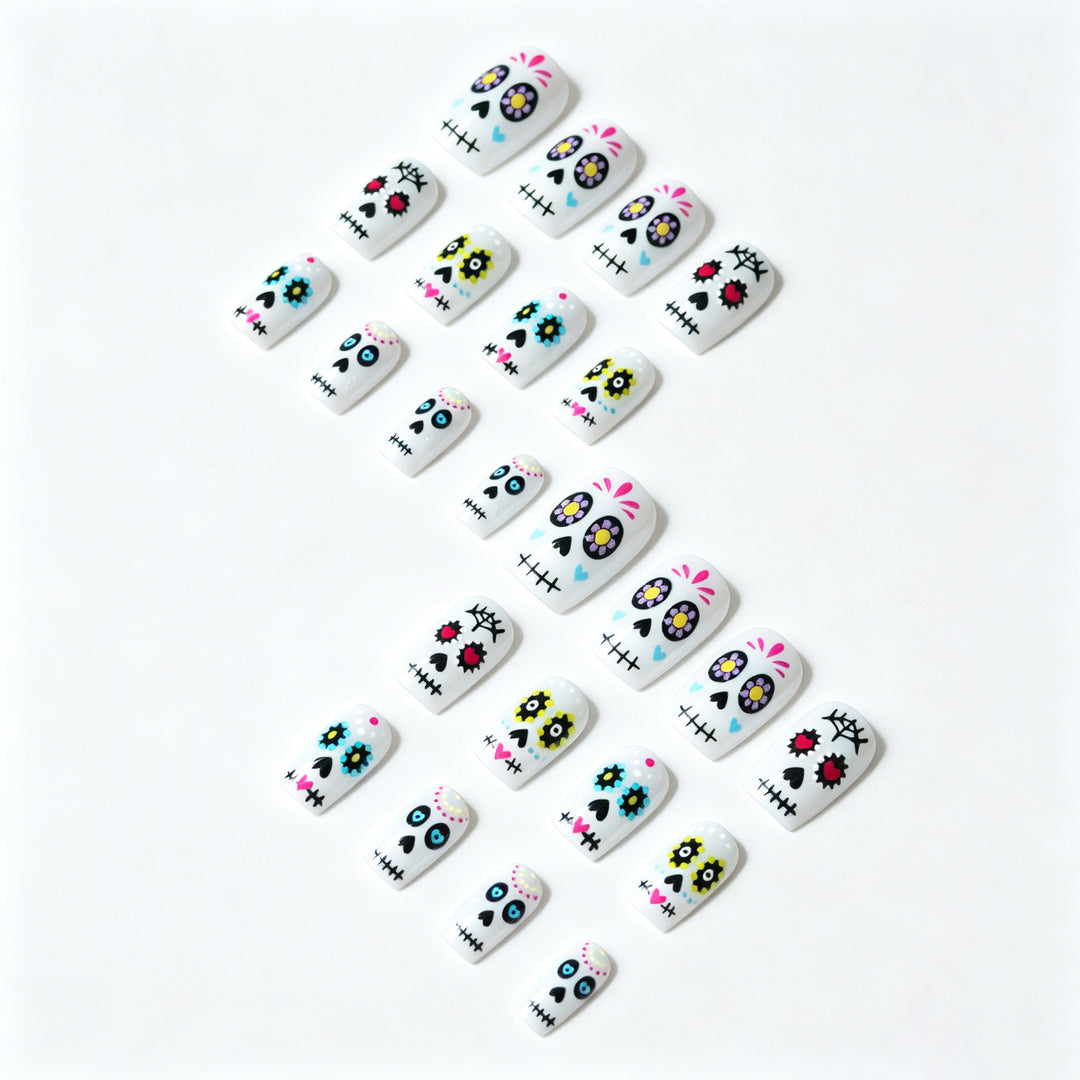 Künstlerisches Zuckerschädel-Nagelkunst-Design-Kit