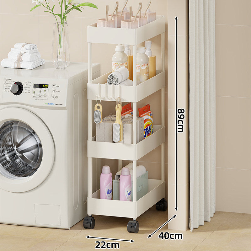 Slim Four-Tier Rolling Laundry und Badezimmer Aufbewahrungswagen mit tiefen Tablettkörben und verriegelbaren Drehrollen