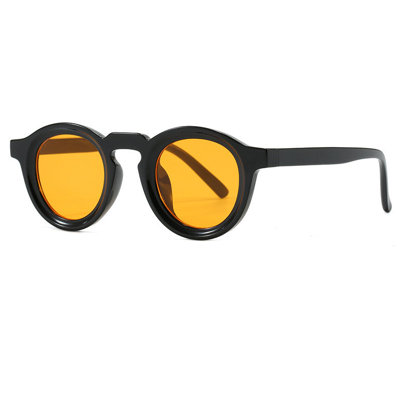 Damen modische runde Sonnenbrille mit transparentem Rahmen und UV-Schutz Karnz