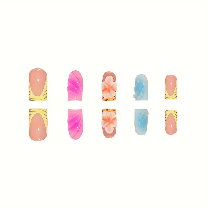Tropisches Floral Acryl Nagelkunst Set Karnz