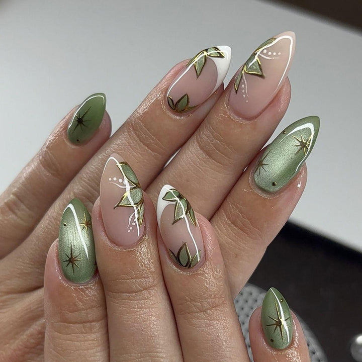 Botanische Florale Press-On Nagelspitzen Karnz