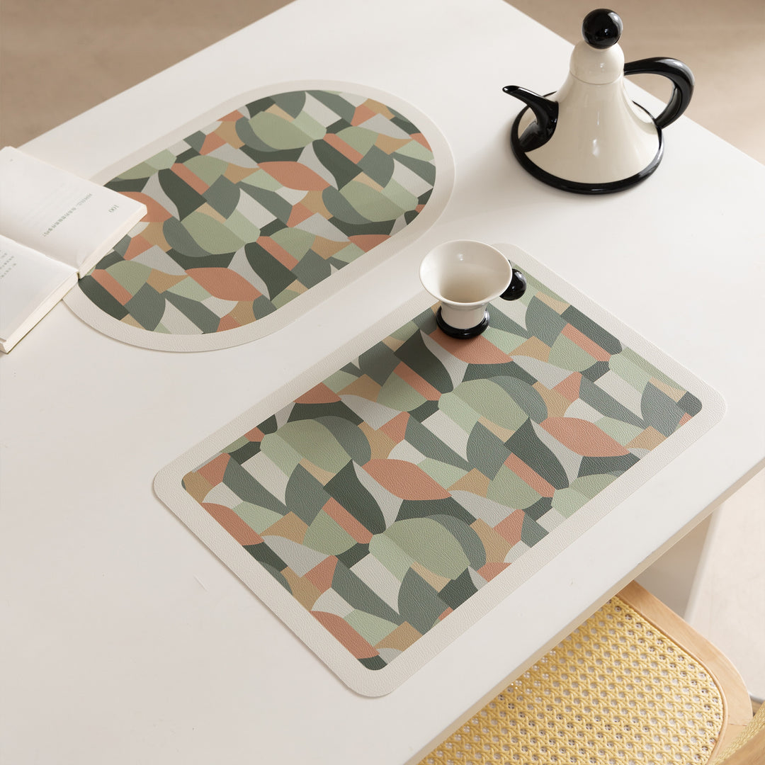 Abwischbare Retro-Tischsets aus Kunstleder mit geometrischem Muster Karnz